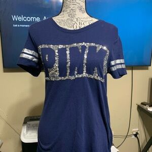 Sequin PINK Logo Navy T-Shirt